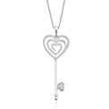 9ct White Gold Round Brilliant Cut Heart & Key with 1/4 CARAT tw of Diamond Pendant