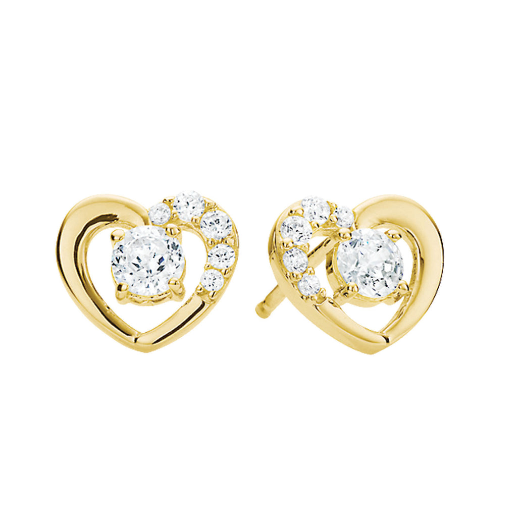 HUSH 9ct Yellow Gold Round Brilliant Cut with 0.60 CARAT tw of Diamond Simulants Stud Earrings