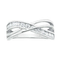 Sterling Silver Cubic Zirconia Cross Over Ring