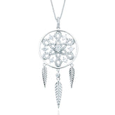 Sterling Silver Cubic Zirconia Moving Dream Catcher Pendant