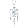 Sterling Silver Cubic Zirconia Moving Dream Catcher Pendant