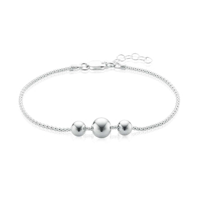 Sterling Silver 17-19cm Polished Ball Bracelet