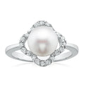 Sterling Silver Pearl and Cubic Zirconia Ring