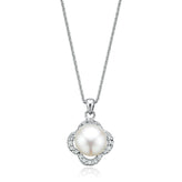 Sterling Silver Pearl and Cubic Zirconia Pendant