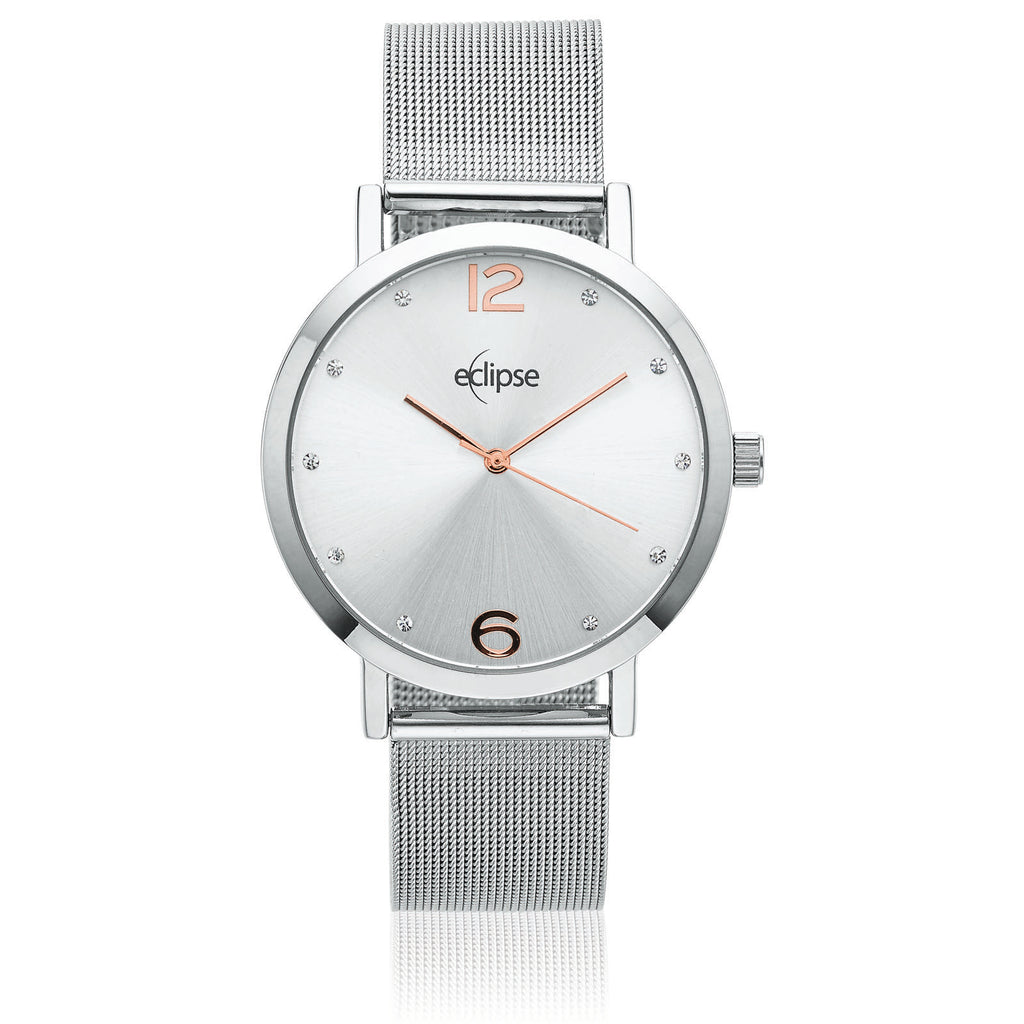 Eclipse Silver Crystal Mesh  Watch