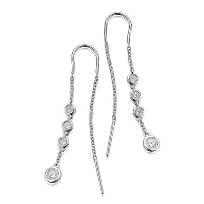 Sterling SilverCubic Zirconia Threader  Drop Earrings