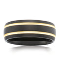 Tensity Tungsten Yellow and Black Patterned Band Mens Ring