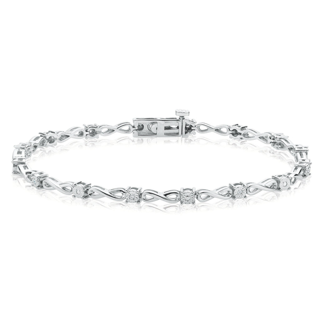 Sterling Silver 0.05 CARAT tw of Diamonds Infinity Bracelet