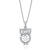 Sterling Silver Cubic Zirconia Owl Pendant