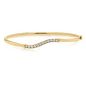 9ct Yellow Gold & Silver-filled Cubic Zirconia Hinged Bangle