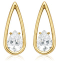 9ct Yellow Gold & Silver-filled Pear Cut Cubic Zirconia  Stud Earrings