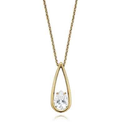 9ct Yellow Gold & Silver-filled Cubic Zirconia Pendant