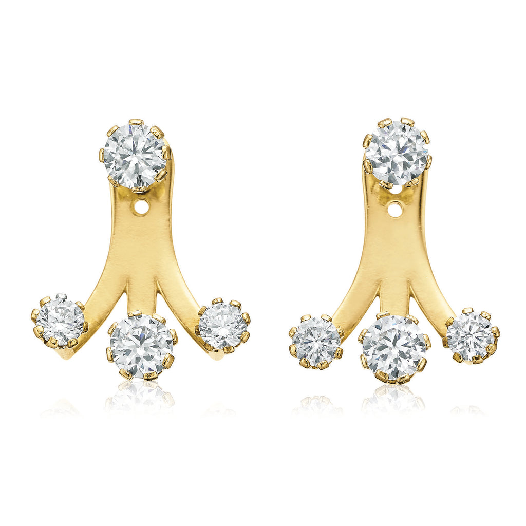 9ct Yellow Gold & Silver-filled Cubic Zirconia Ear Jackets
