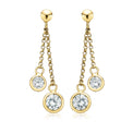 9ct Yellow Gold & Silver-filled  Cubic Zirconia Drop Earrings