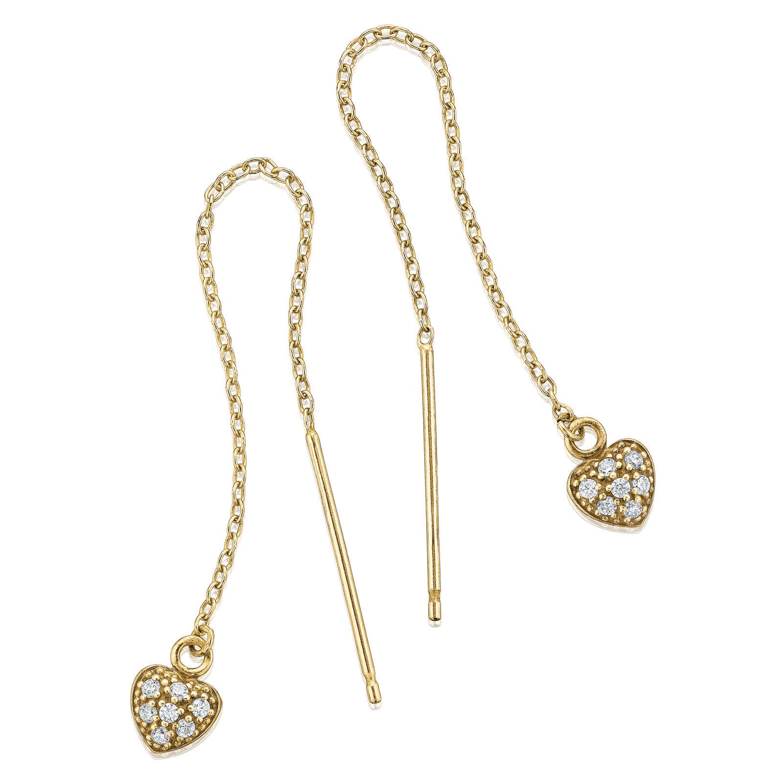 9ct Yellow Gold Silver Filled Cubic Zirconia Threader Earrings