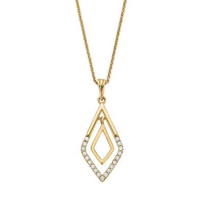 9ct Yellow Gold with White Cubic Zirconia Pendant