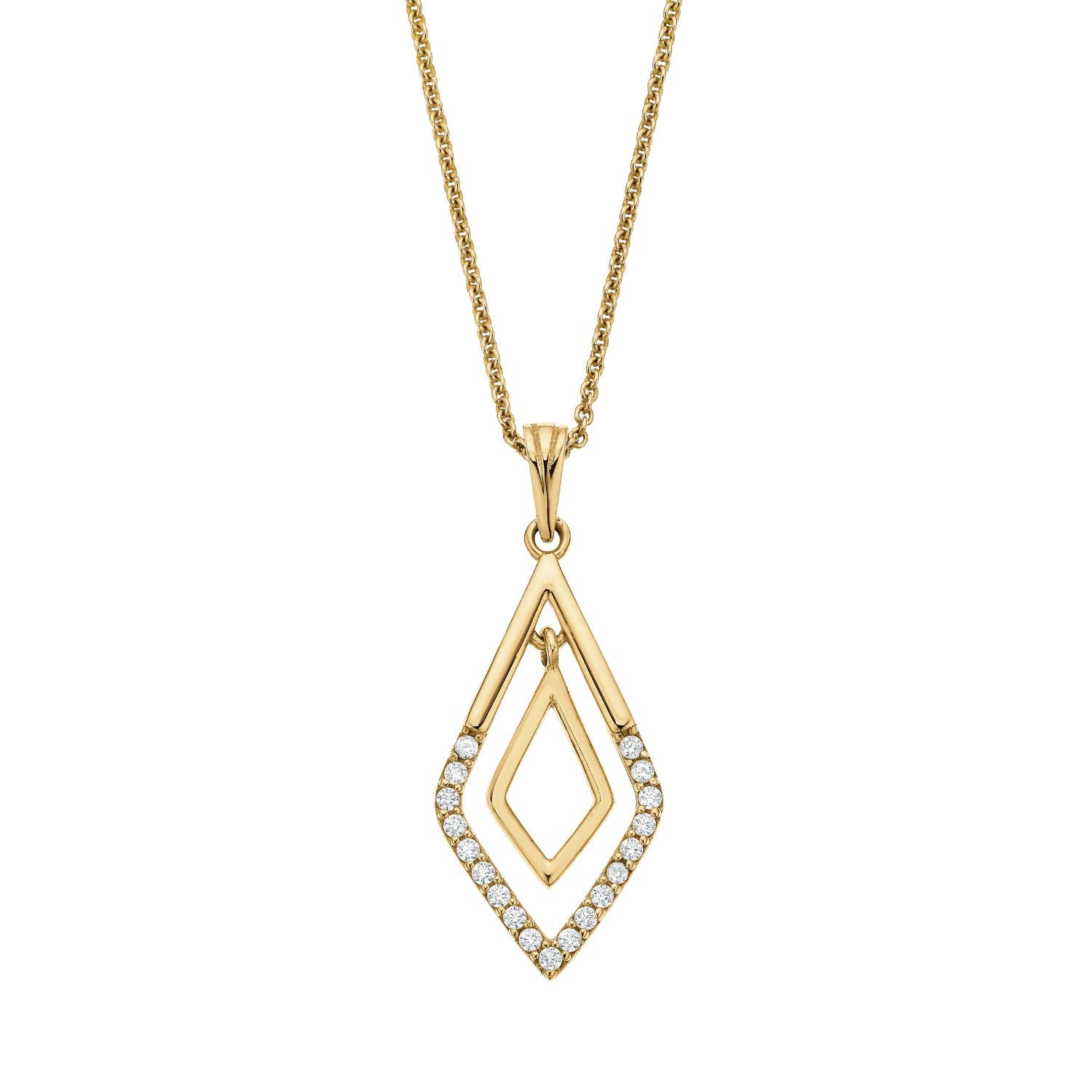 9ct Yellow Gold with White Cubic Zirconia Pendant