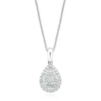 9ct White Gold Round Brilliant Cut with 1/3 CARAT tw of Diamond Pendant