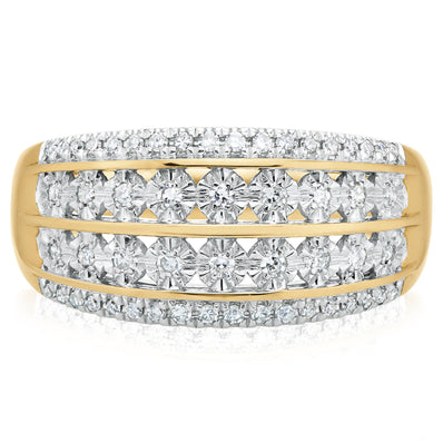 9ct Yellow Gold Round Brilliant Cut with 1/4 CARAT tw of Diamonds Ring