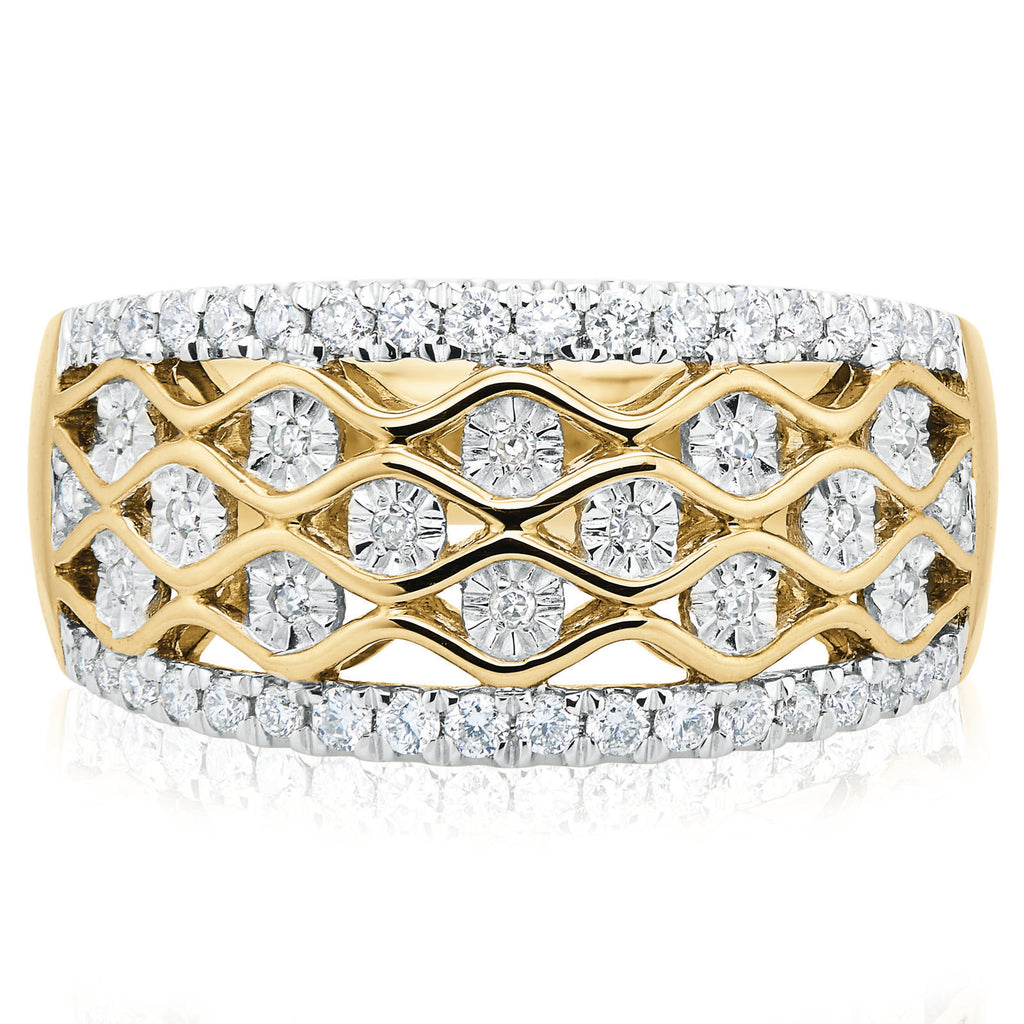 9ct Yellow Gold Round Brilliant Cut with 0.34 CARAT tw of Diamonds Ring
