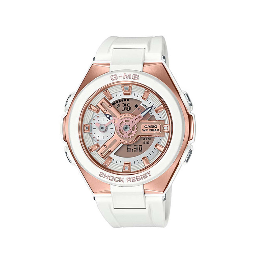 Casio BABY-G White Resin and Rose Gold Dial Watch MSG400G-7A