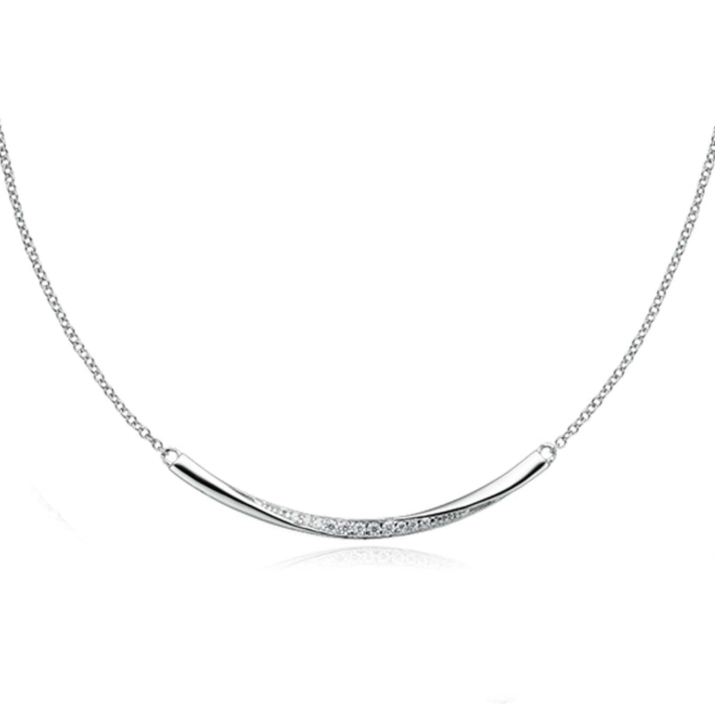 Sterling Silver 45cm Cubic Zirconia Bar Necklace