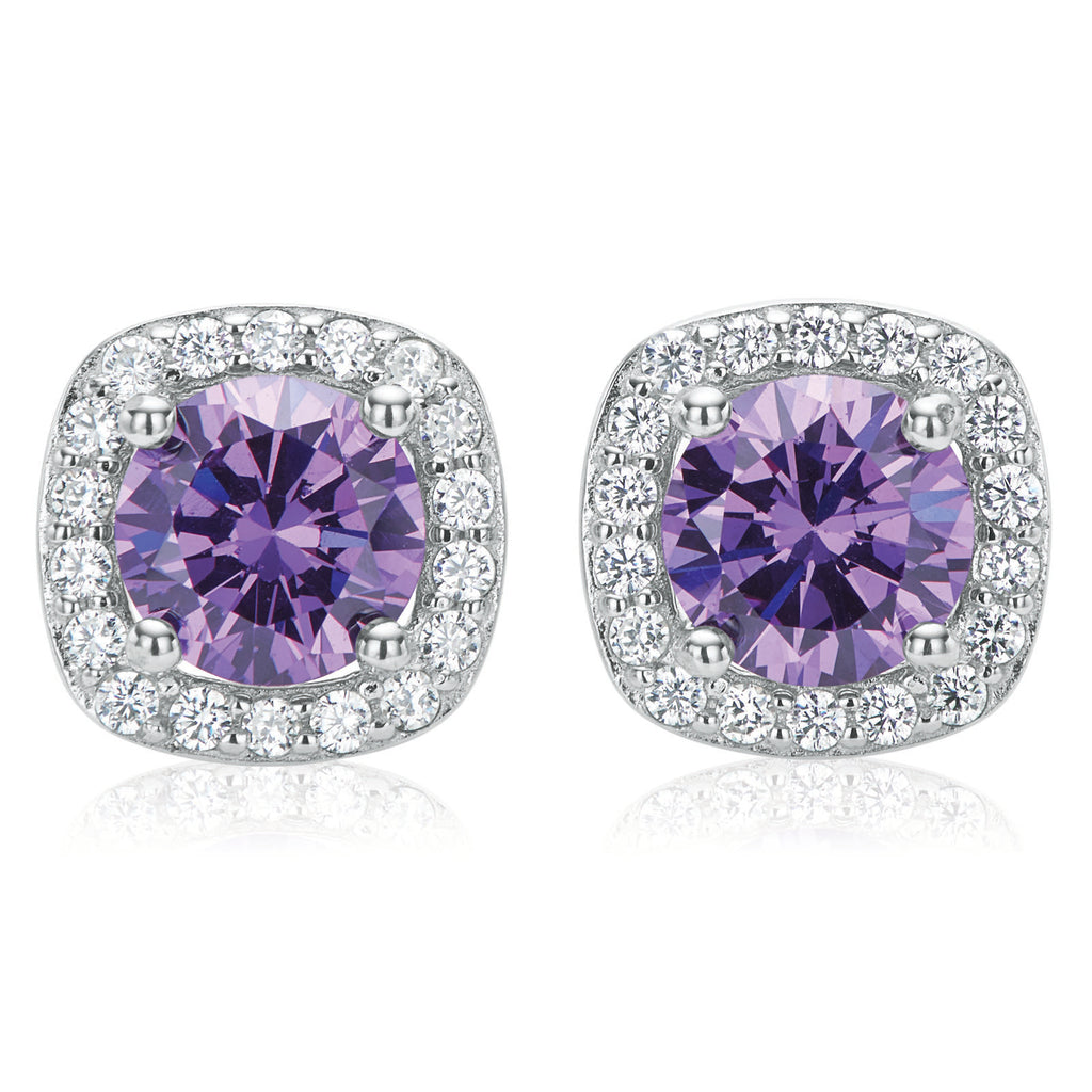 KISS Sterling Silver Round Cubic Zirconia Made with Swarovski elements Stud Earrings