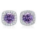 KISS Sterling Silver Round Cubic Zirconia Made with Swarovski elements Stud Earrings