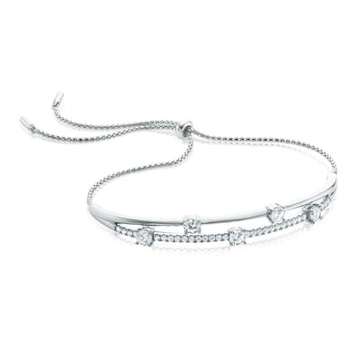 Sterling Silver Cubic Zirconia Adjustable Bracelet