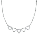 Sterling Silver Round 45cm Cubic Zirconia Heart Necklace