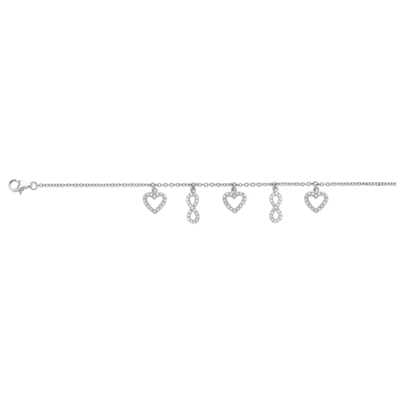 Sterling Silver Cubic Zirconia Charm Bracelet