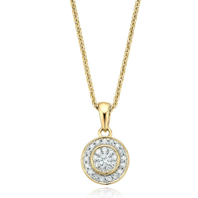 9ct Yellow Gold Round Brilliant Cut with 0.15 CARAT tw of Diamond Pendant