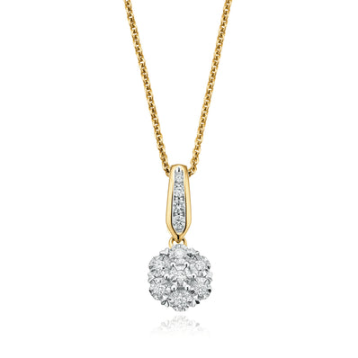 9ct Yellow Gold Round Brilliant Cut with 0.10 CARAT tw of  Diamond Pendant