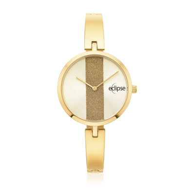Eclipse 36mm Stainless Steel Gold Plated Glitter Dial Watch