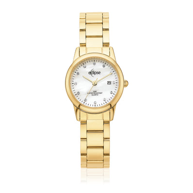 Eclipse Crystal Set Mother of Pearl Dial Gold Tone  Watch