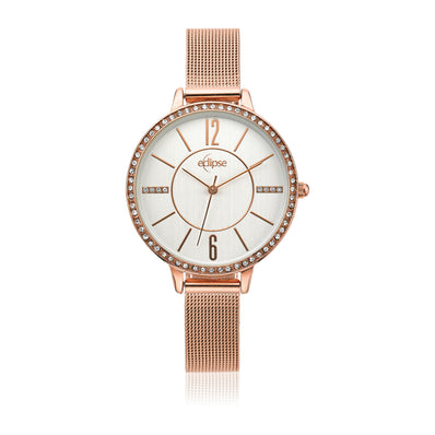 Eclipse Rose Tone Crystal Dress  Watch