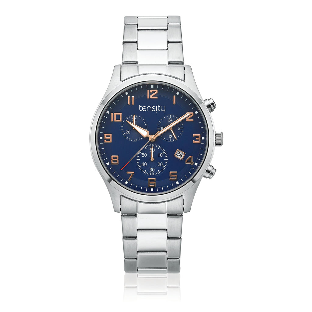 Tensity 44mm Stainless Steel Blue Dial Chronograph Watch