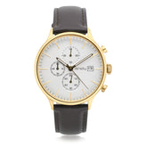Tensity 42mm Leather Strap White Dial 3 Hand Date Chronograph Watch