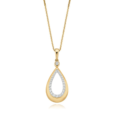 9ct Yellow Gold Round Brilliant Cut with 0.20 CARAT tw of  Diamond Pendant