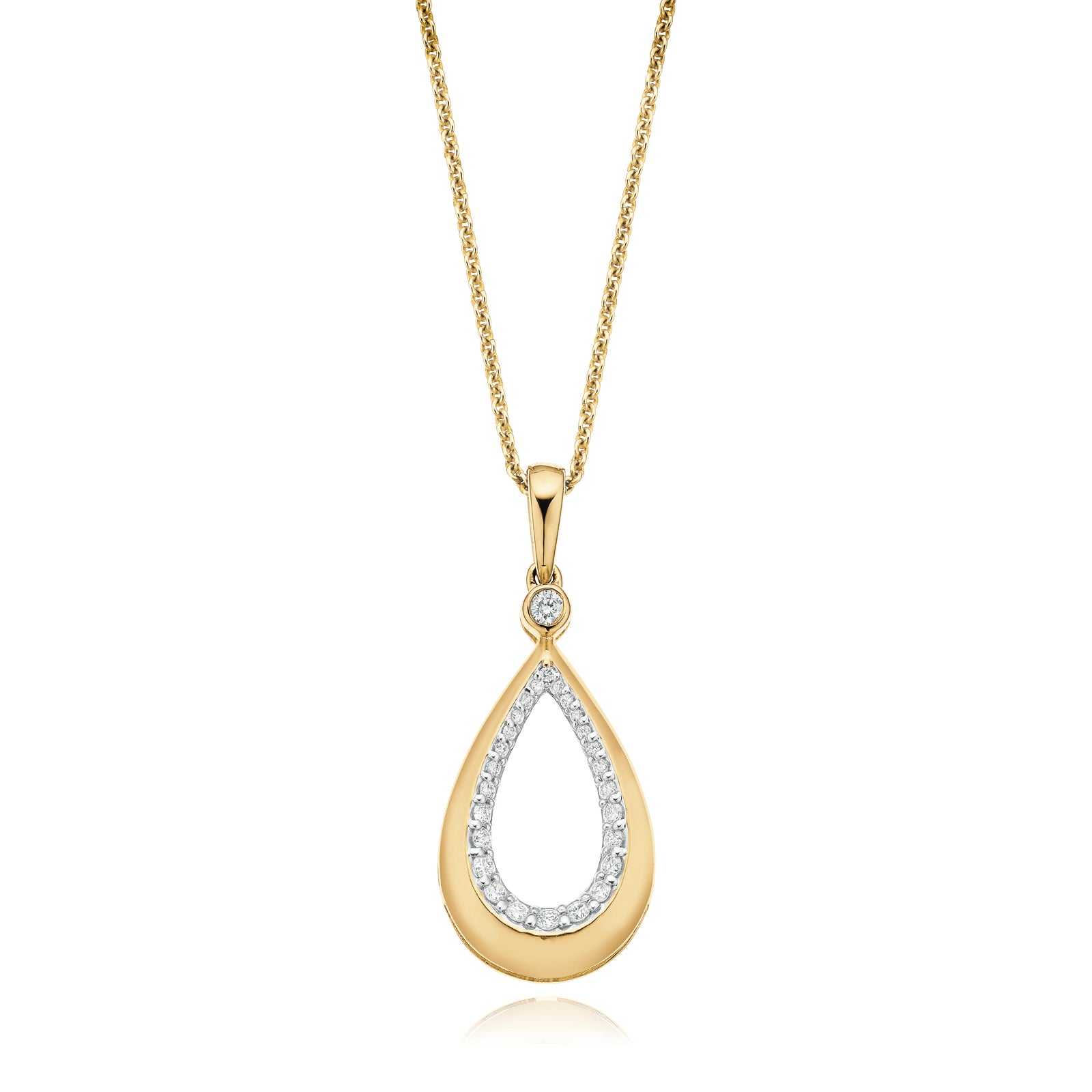 9ct Yellow Gold Round Brilliant Cut with 0.20 CARAT tw of  Diamond Pendant