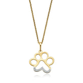 9ct Yellow Gold & Diamond Set Paw Print Pendant