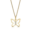 9ct Yellow Gold & Diamond Set Butterfly Pendant