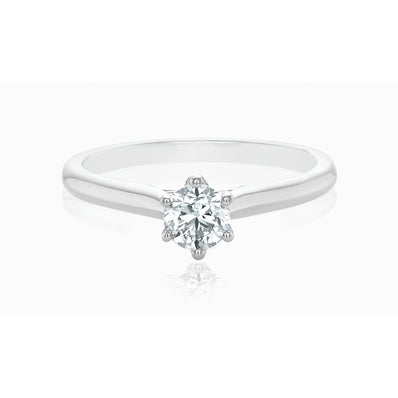 Solitaire 9ct White Gold Round Brilliant Cut with 1/2 CARAT tw of Diamonds Ring