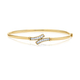 9ct Yellow Gold & Silver-filled Round Cubic Zirconia Hinged Bangle