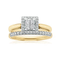 9ct Yellow Gold Princess & Round Brilliant Cut 1/2 CARAT tw of Diamonds Ring