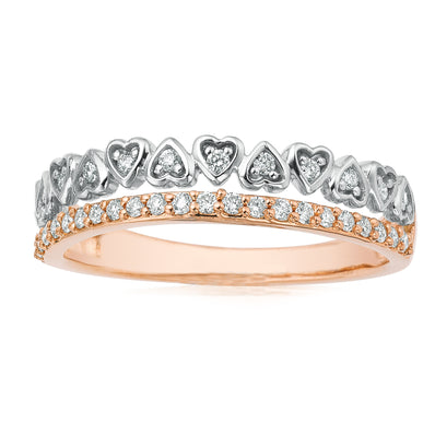 9ct Rose & White Gold Round Brilliant Cut with 1/4 CARAT tw of Diamonds Ring