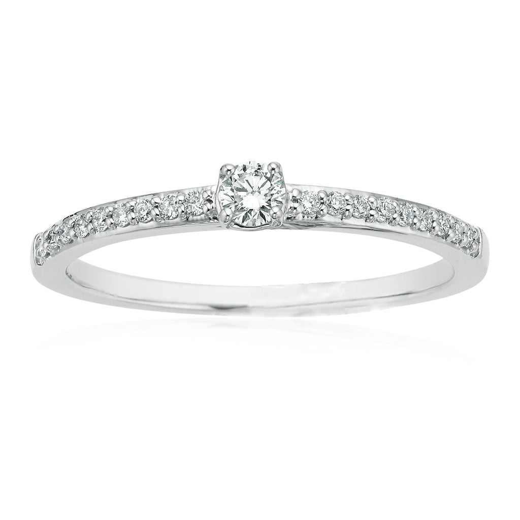 9ct White Gold Round Brilliant Cut with 0.20 CARAT tw of Diamonds Ring