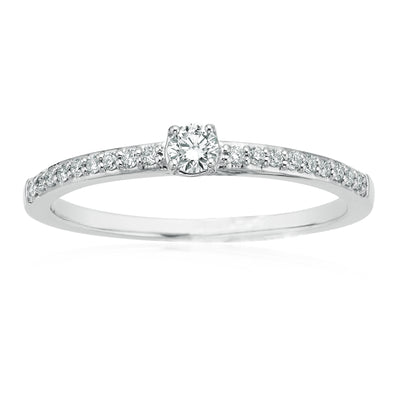 9ct White Gold Round Brilliant Cut with 0.20 CARAT tw of Diamonds Ring