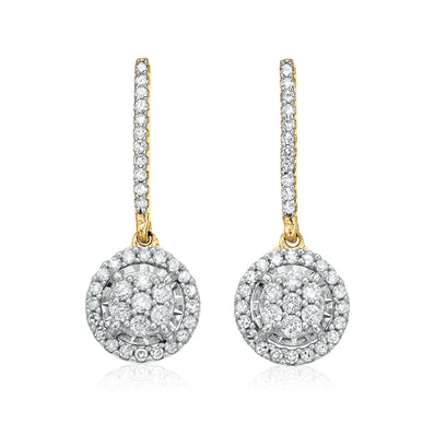 London 9ct Yellow Gold Round Brilliant Cut with 0.34 CARAT tw of Diamonds Drop Earrings