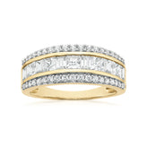 HUSH 9ct Yellow Gold Round Brilliant Cut 1 1/2 CARAT tw of Diamond Simulants Ring